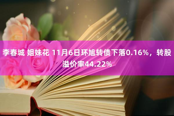 李春城 姐妹花 11月6日环旭转债下落0.16%，转股溢价率44.22%